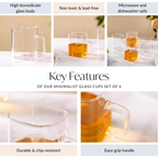 Minimalist Glass Cups Set Of 4 250ml