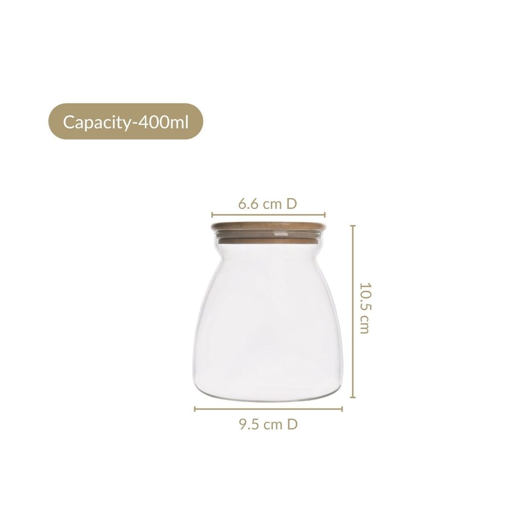 Minimalist Glass Jar With Bamboo Lid Set Of 2 400ml