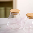 Minimalist Glass Jar With Bamboo Lid Set Of 2 400ml