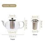 Minimalist Glass Kettle With Strainer Flame Safe 1000ml