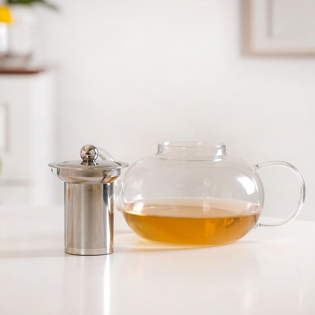 Minimalist Glass Kettle With Strainer Flame Safe 1000ml