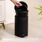 Clean Curve Metal Dustbin With Removable Bucket Black 7000ml