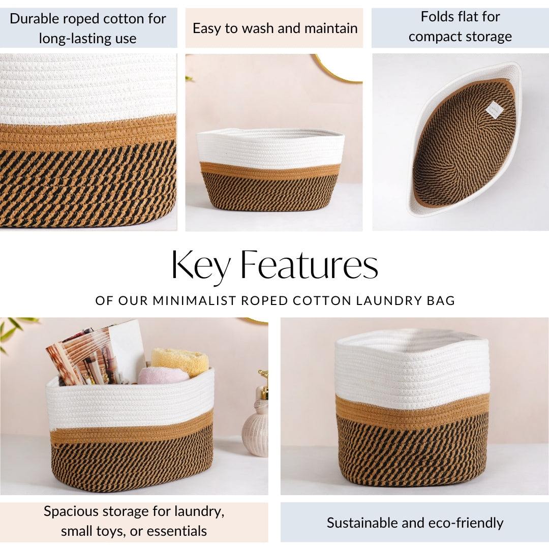 Minimalist Roped Cotton Storage Basket 20cm
