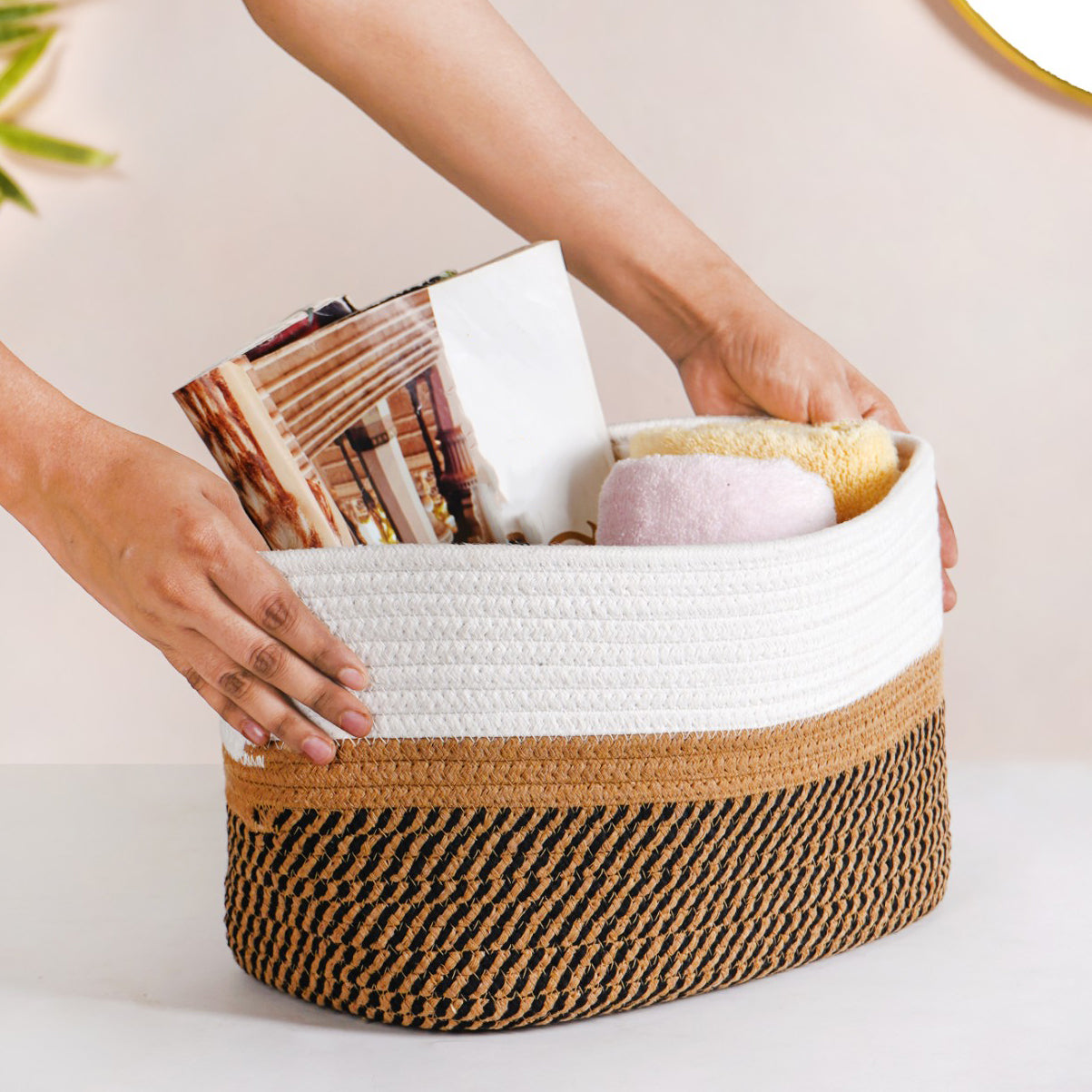 Minimalist Roped Cotton Storage Basket 20cm