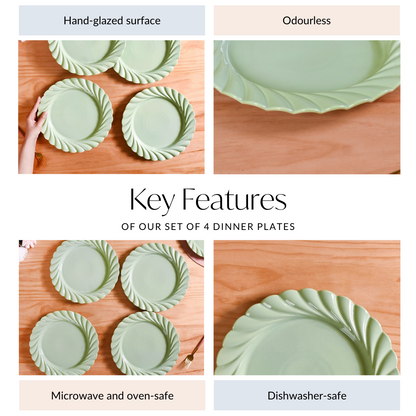 Luxury Lao Dinner Plates Set Of 4 Green 11 Inch