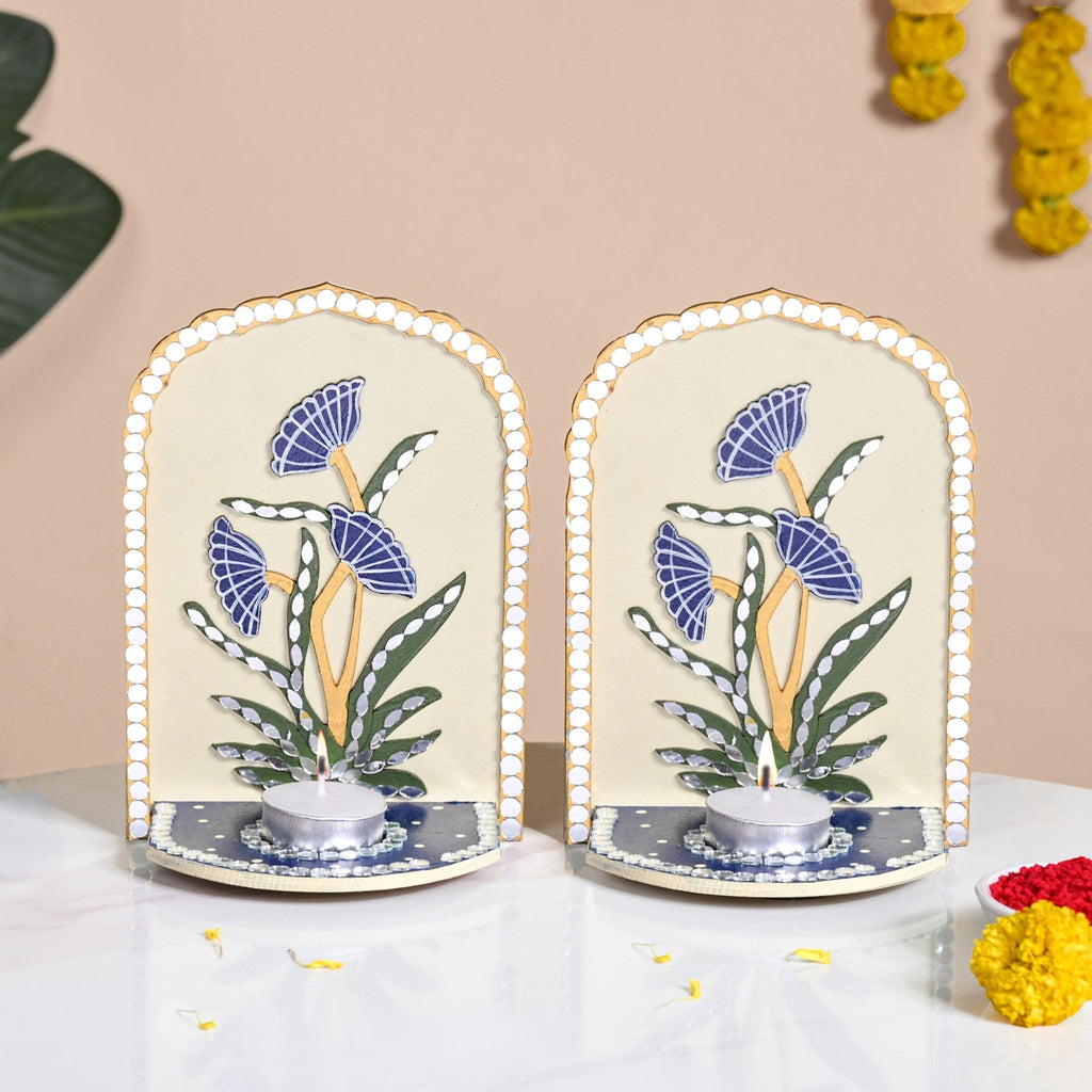 Mirrorwork Lippan Wall Tealight Holder Set Of 2 Royal Blue
