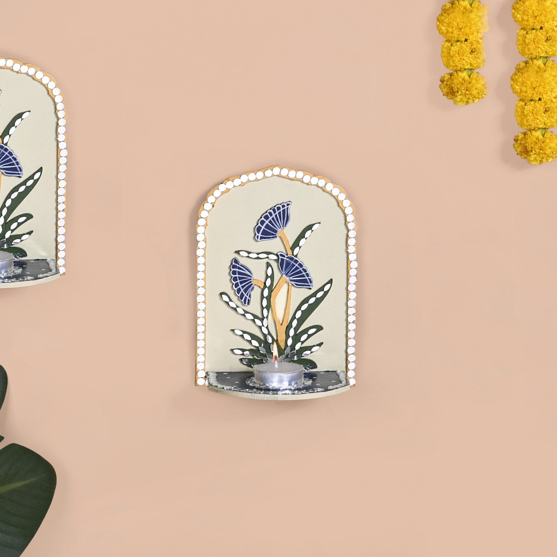 Mirrorwork Lippan Wall Tealight Holder Set Of 2 Royal Blue