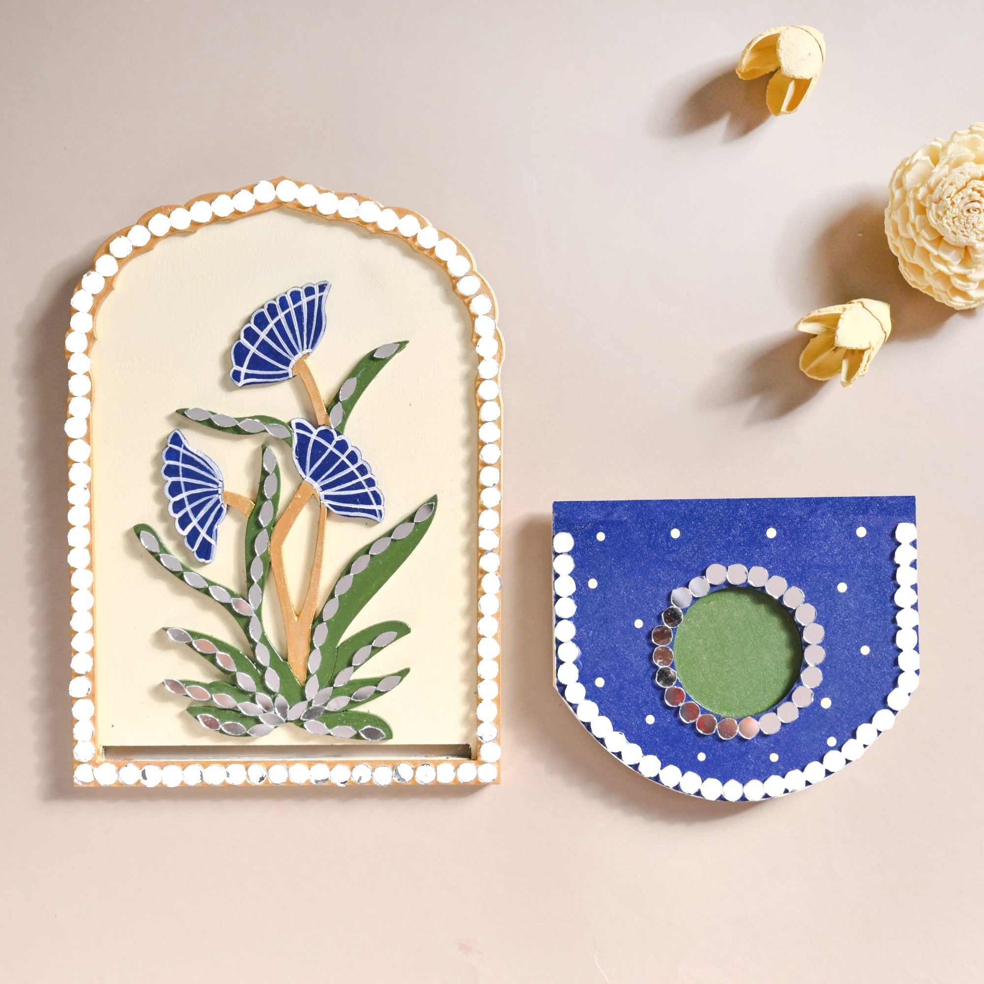 Mirrorwork Lippan Wall Tealight Holder Set Of 2 Royal Blue