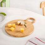 Mod Round Bamboo Serving Platter With Handle 12 Inch