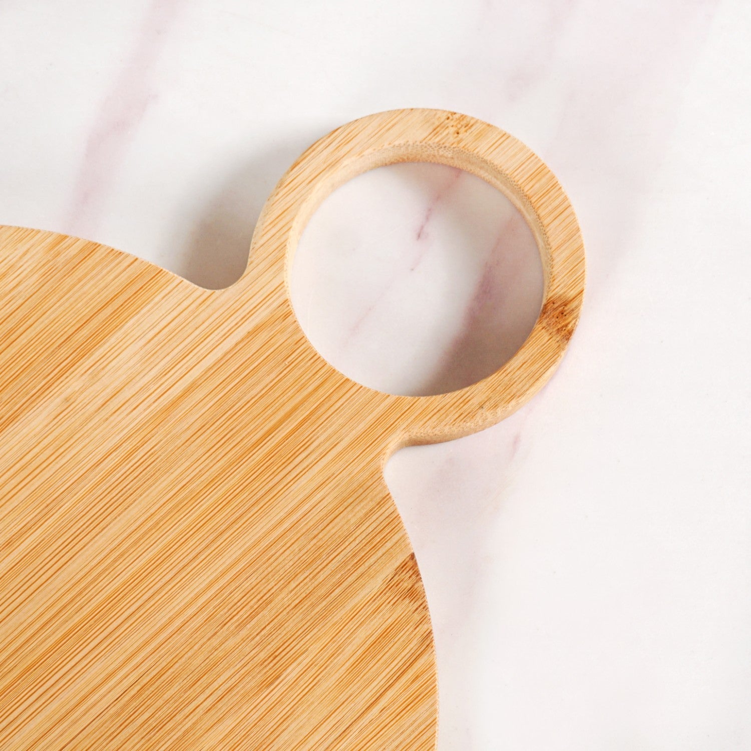 Mod Round Bamboo Serving Platter With Handle 12 Inch