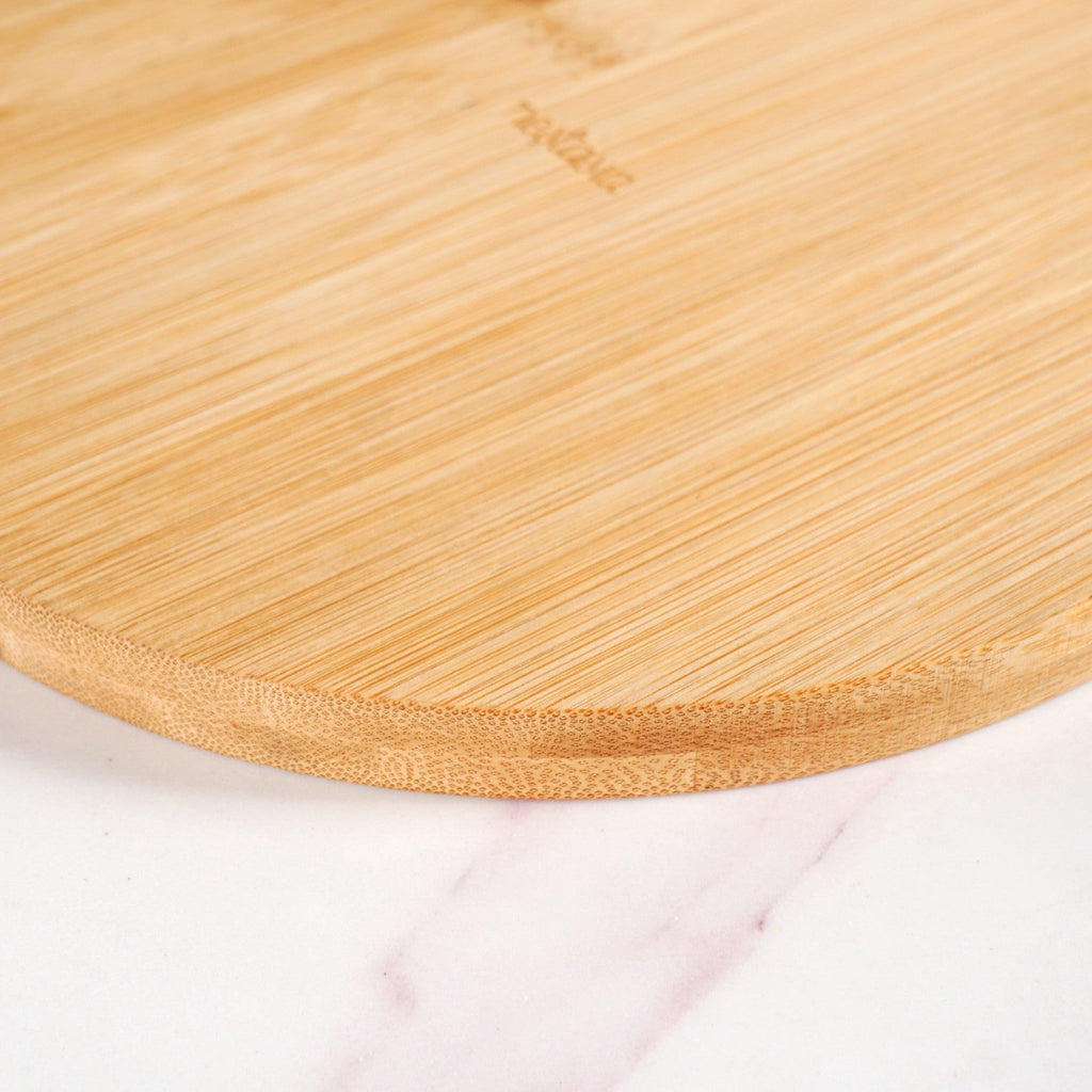 Mod Round Bamboo Serving Platter With Handle 12 Inch