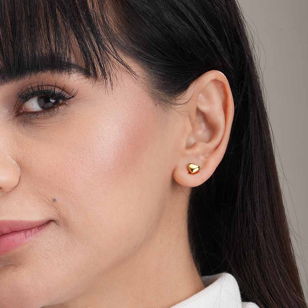 Cuban Chain Hollow Heart Necklace & Minimalist Heart Stud Earrings Gift set