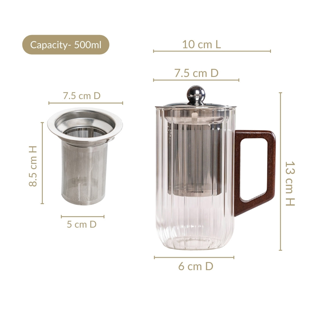 Modern Fluted Glass 2 In 1 Infuser Mug 500ml