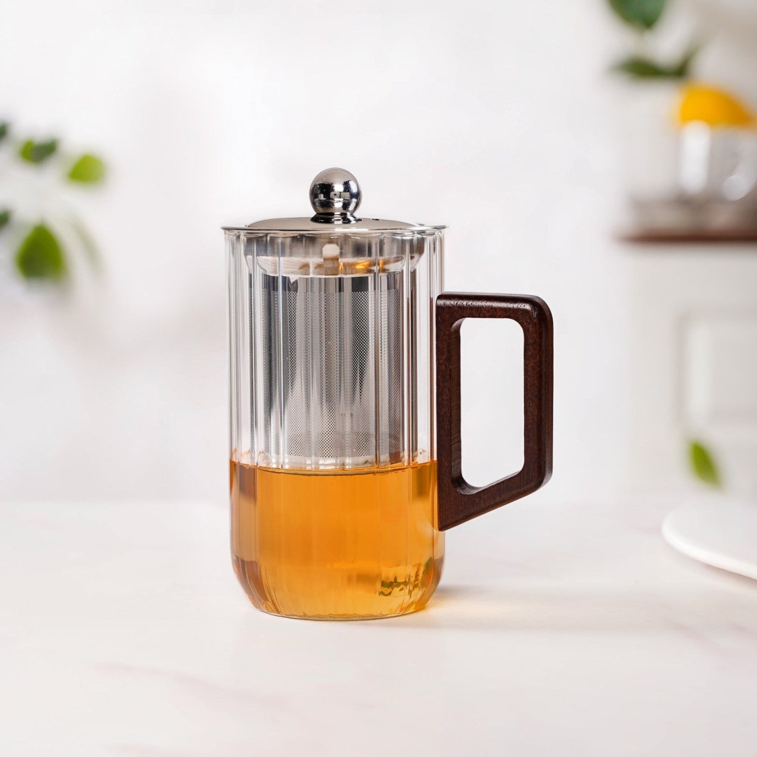 Modern Fluted Glass 2 In 1 Infuser Mug 500ml