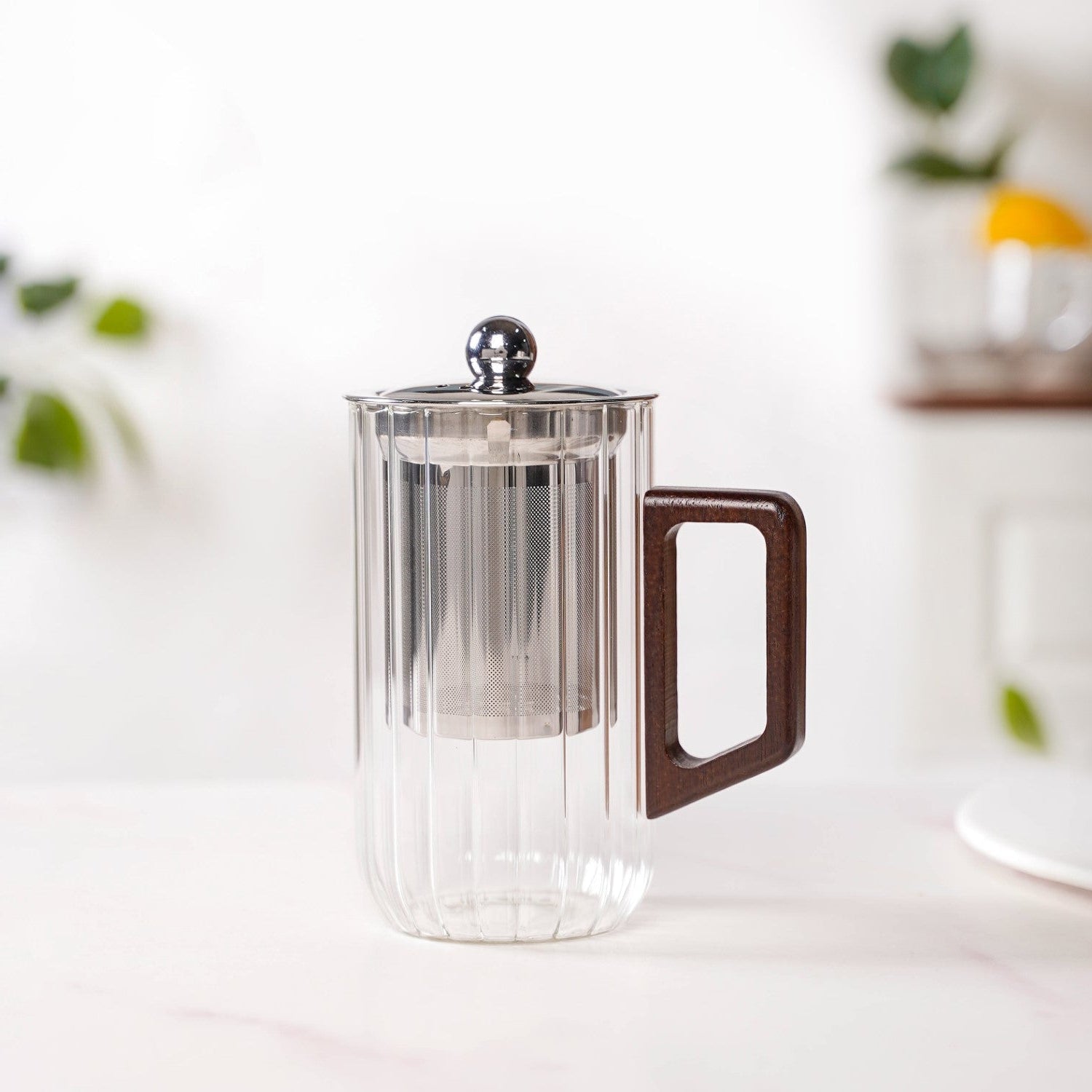 Modern Fluted Glass 2 In 1 Infuser Mug 500ml