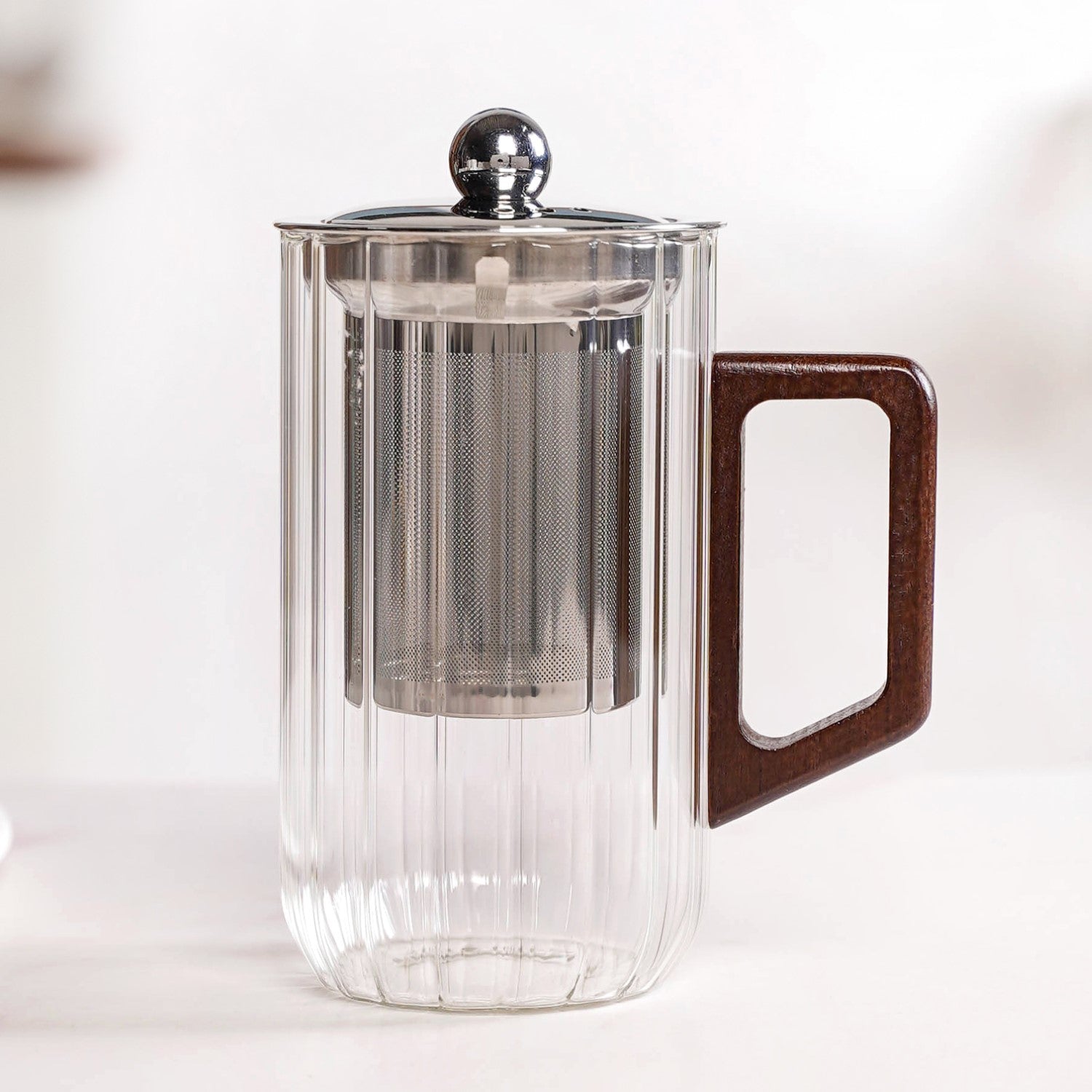 Modern Fluted Glass 2 In 1 Infuser Mug 500ml