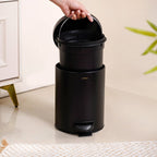 Clean Curve Metal Dustbin With Removable Bucket Black 5000ml