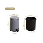 Clean Curve Metal Dustbin With Removable Bucket Grey 5000ml