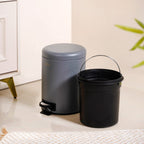 Clean Curve Metal Dustbin With Removable Bucket Grey 5000ml