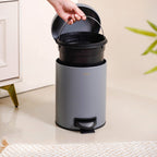 Clean Curve Metal Dustbin With Removable Bucket Grey 5000ml