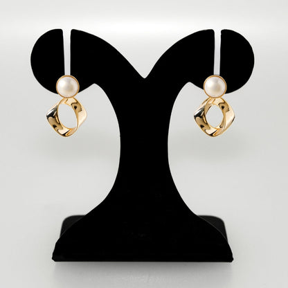 Modern Twist Dangle Earrings White