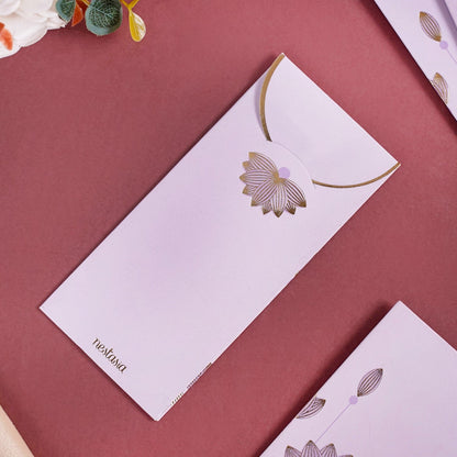 Gold Lotus Gift Envelope For Cash Set Of 12 Lavender