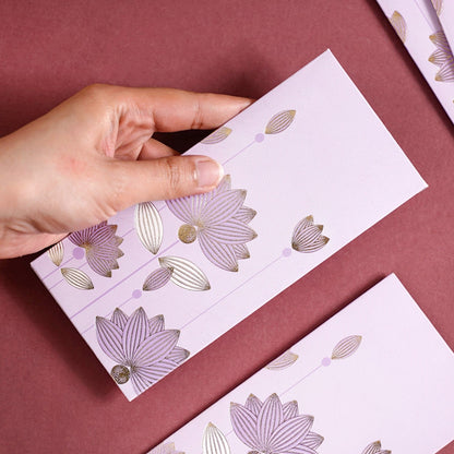 Gold Lotus Gift Envelope For Cash Set Of 12 Lavender