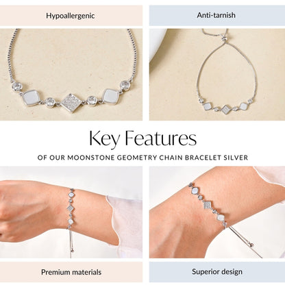 Moonstone Geometry Chain Bracelet Silver