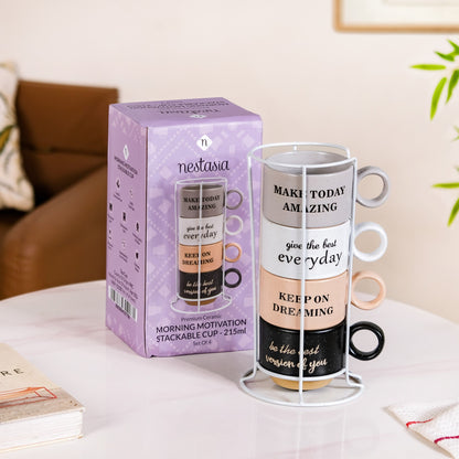 Productivity Quotes Stackable Cup Set Of 4 215ml