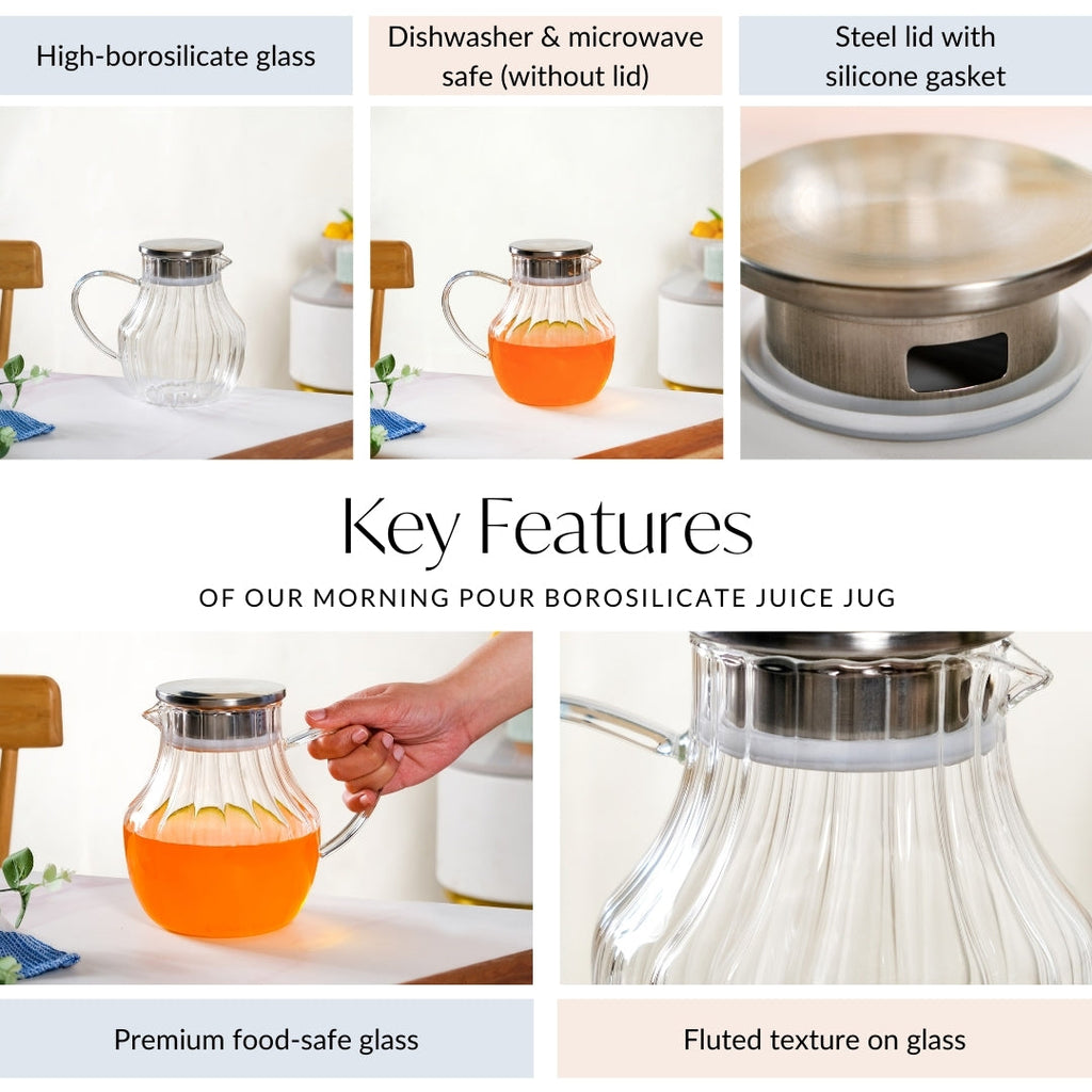 Morning Pour Borosilicate Juice Jug 1200ml