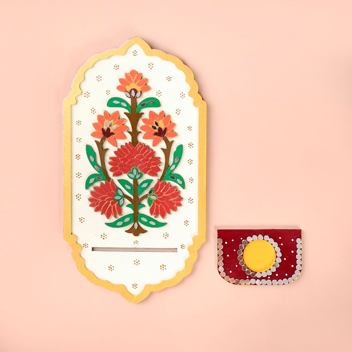 Motif Jharokha Tealight Candle Holder Lippan Wall Art Set Of 2