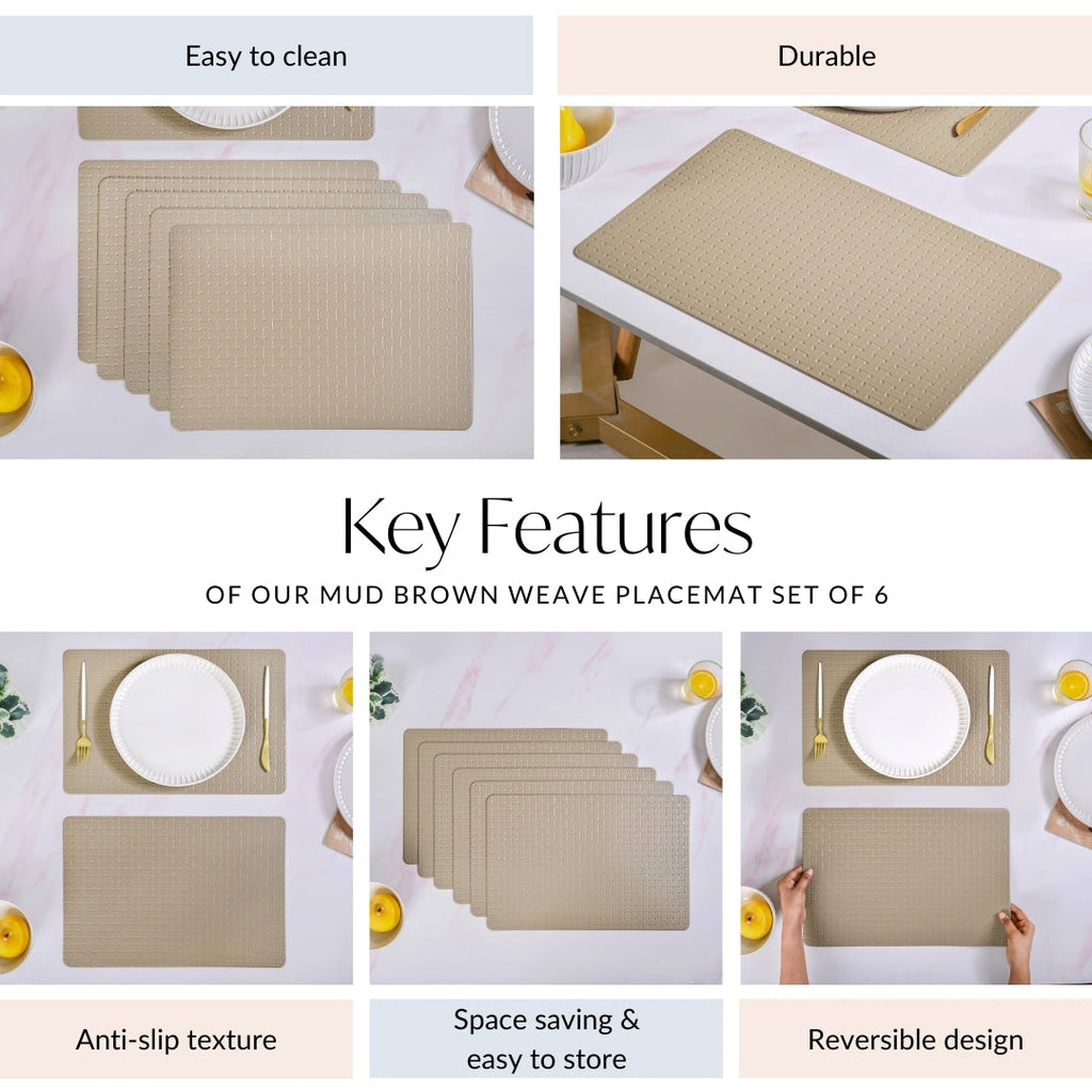 Brown Weave Placemat Set Of 6