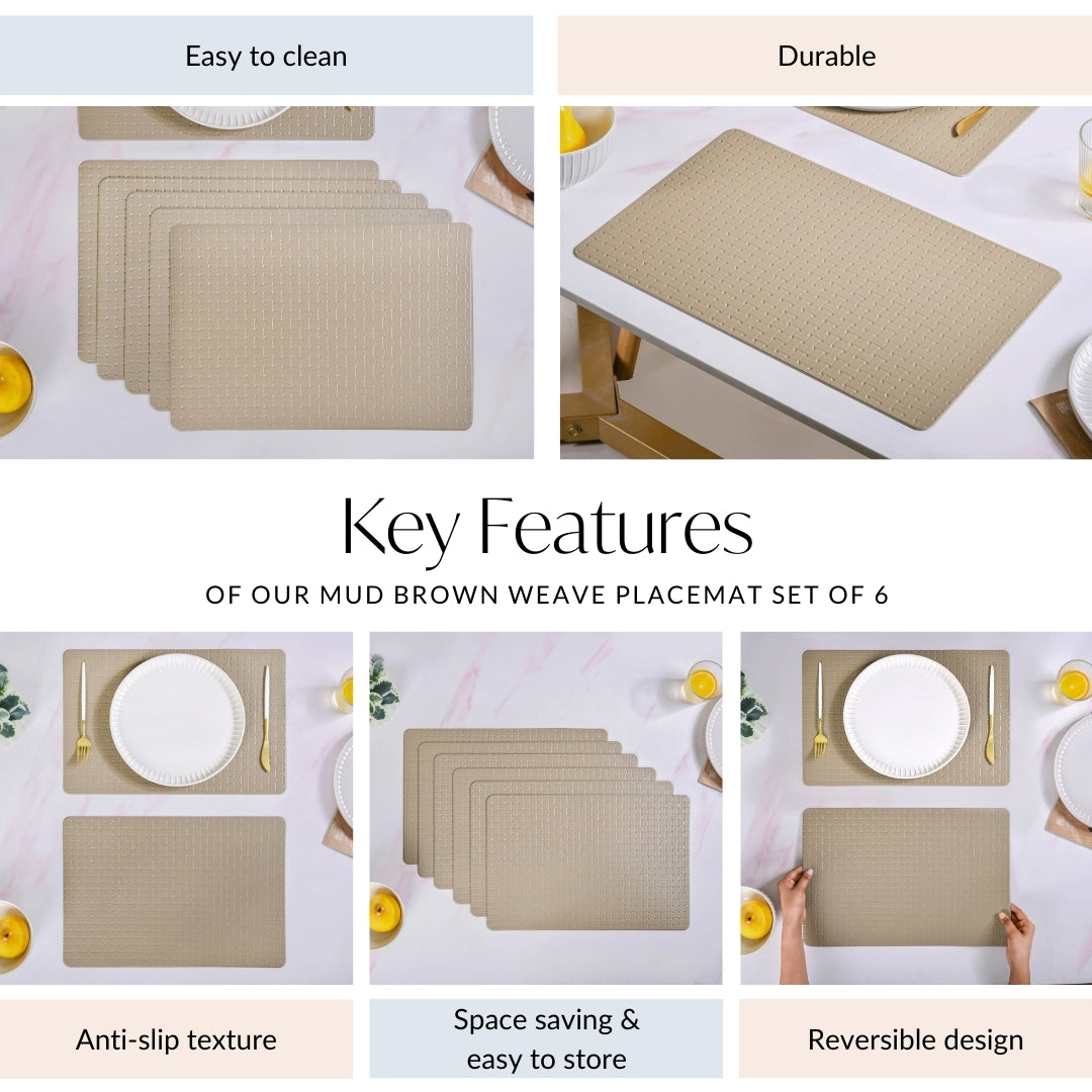 Brown Weave Placemat Set Of 6