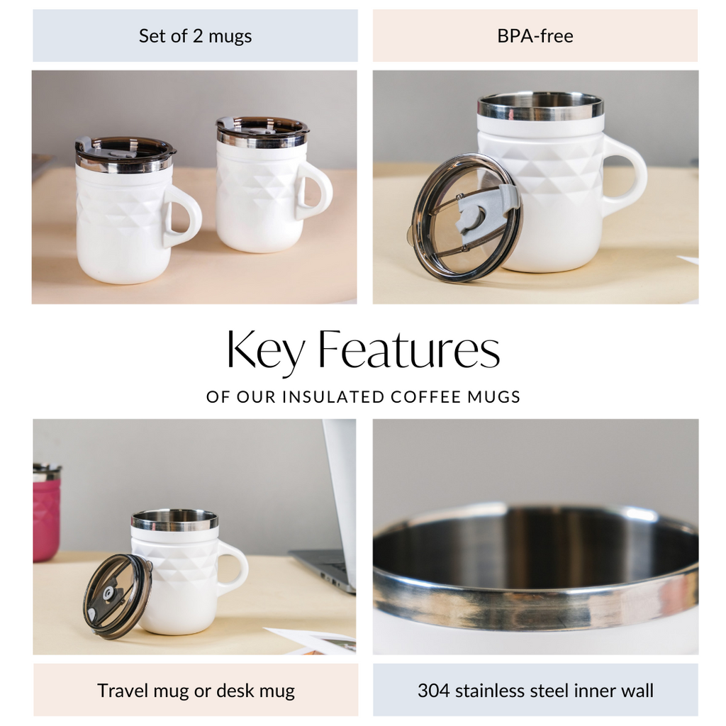 Coffee Mug Set Of 2 White 400ml