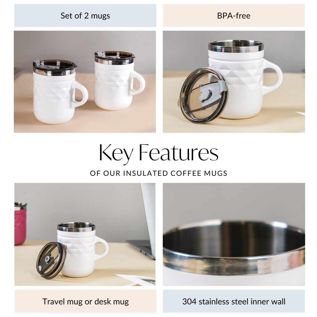 Coffee Mug Set Of 2 White 400ml