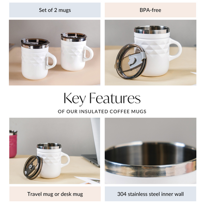 Coffee Mug Set Of 2 White 400ml