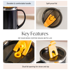 Desk Coffee Mug With Lid Set Of 2 Black 400ml