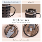 Portable Travel Mug For Couples Set Of 2 Black 400ml