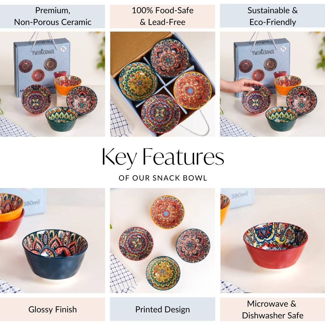 Multicolour Mandala Snack Bowl Set Of 4 380ml