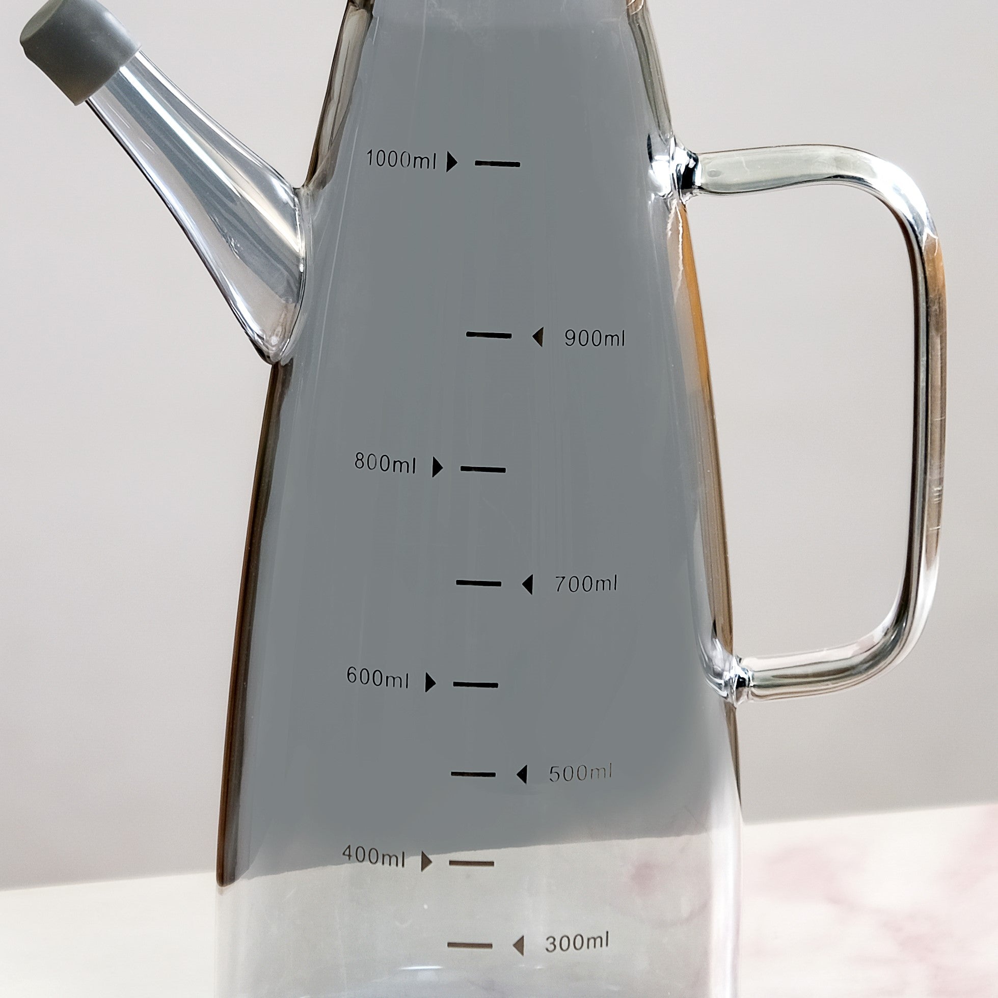 Chic Grey Borosilicate Glass Oil Jar Dispenser With Markings 1000ml