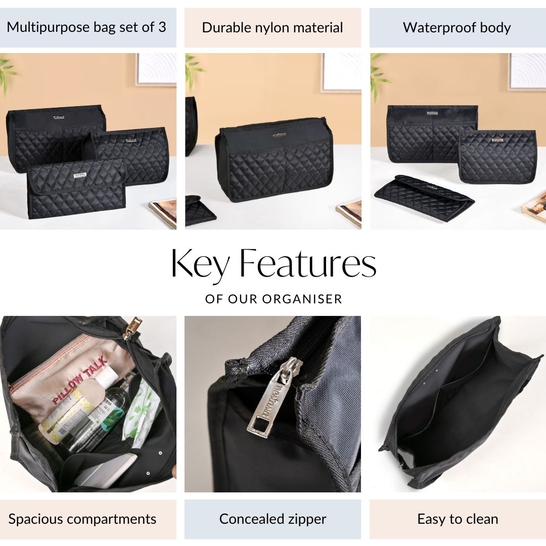 Multipurpose Travel Pouch Set Of 3 Black