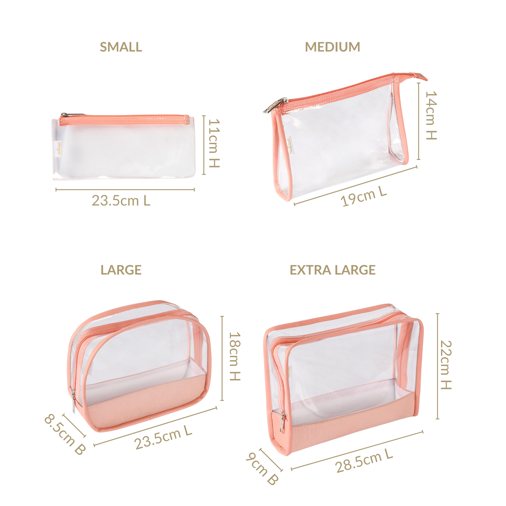 Multipurpose Makeup And Travel Pouch Set Of 4 Pink