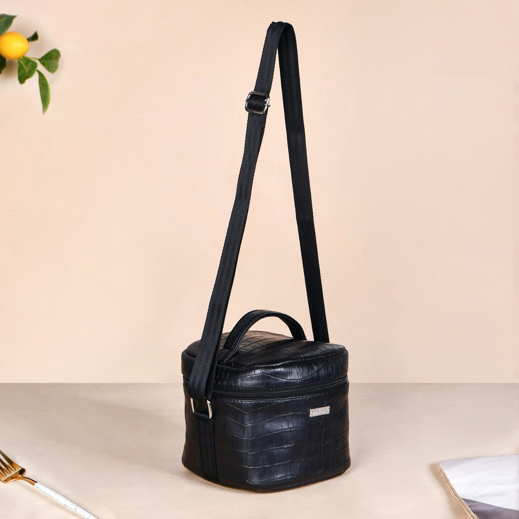 Black PU Leather Lunch Bag Set
