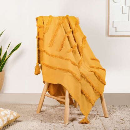 Mustard Morning Tufted Pure Cotton Throw