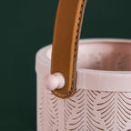 Muted Baby Pink Metal Cutwork Hurricane Lantern Set Of 2