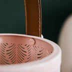 Muted Baby Pink Metal Cutwork Hurricane Lantern Set Of 2