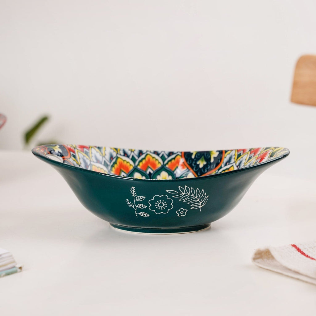 Green Mystic Mandala Long Dish With Handles 400ml