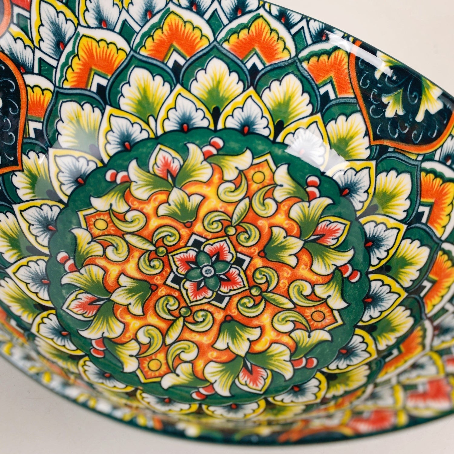 Green Mystic Mandala Long Dish With Handles 400ml