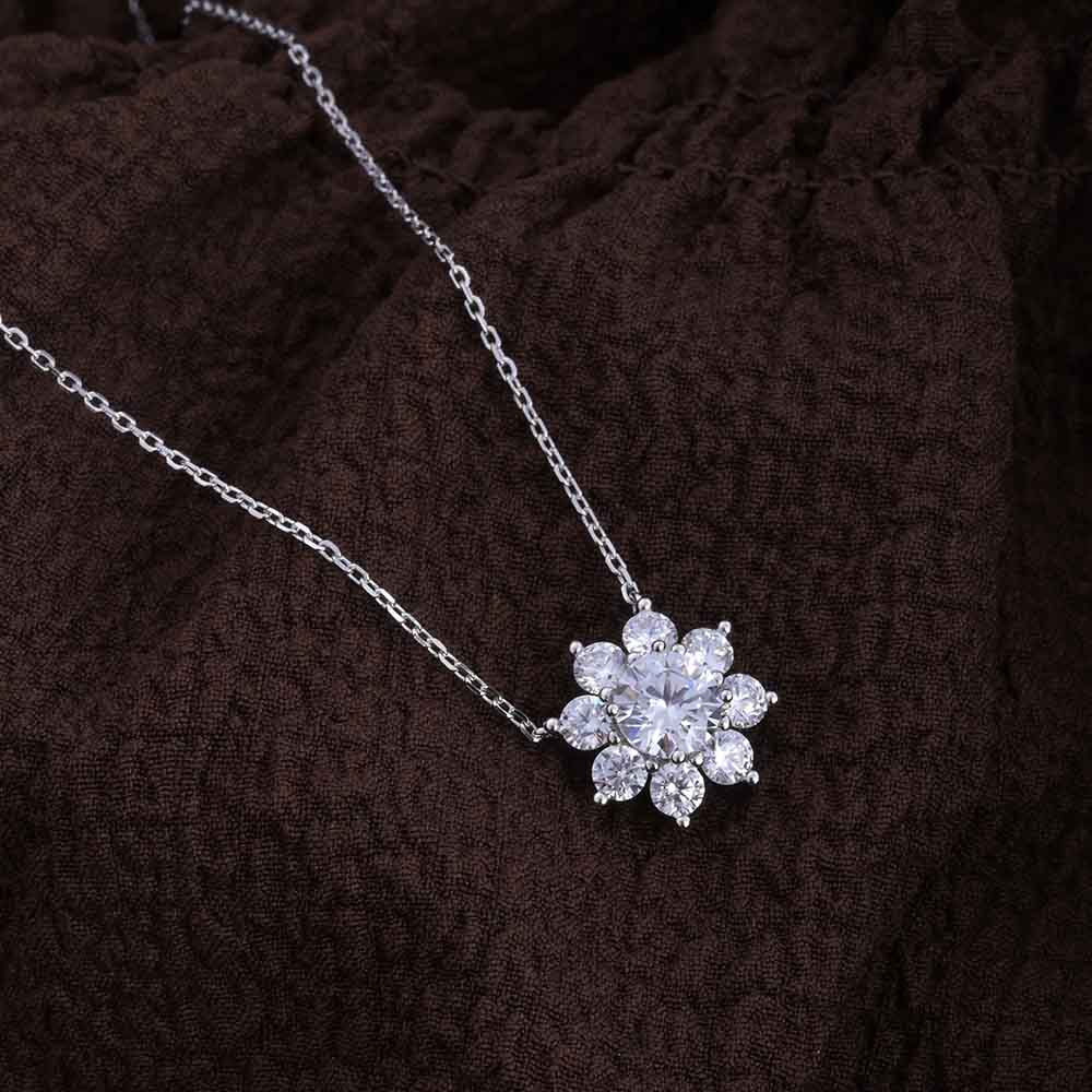Flower Solitaire Necklace- 925 Silver
