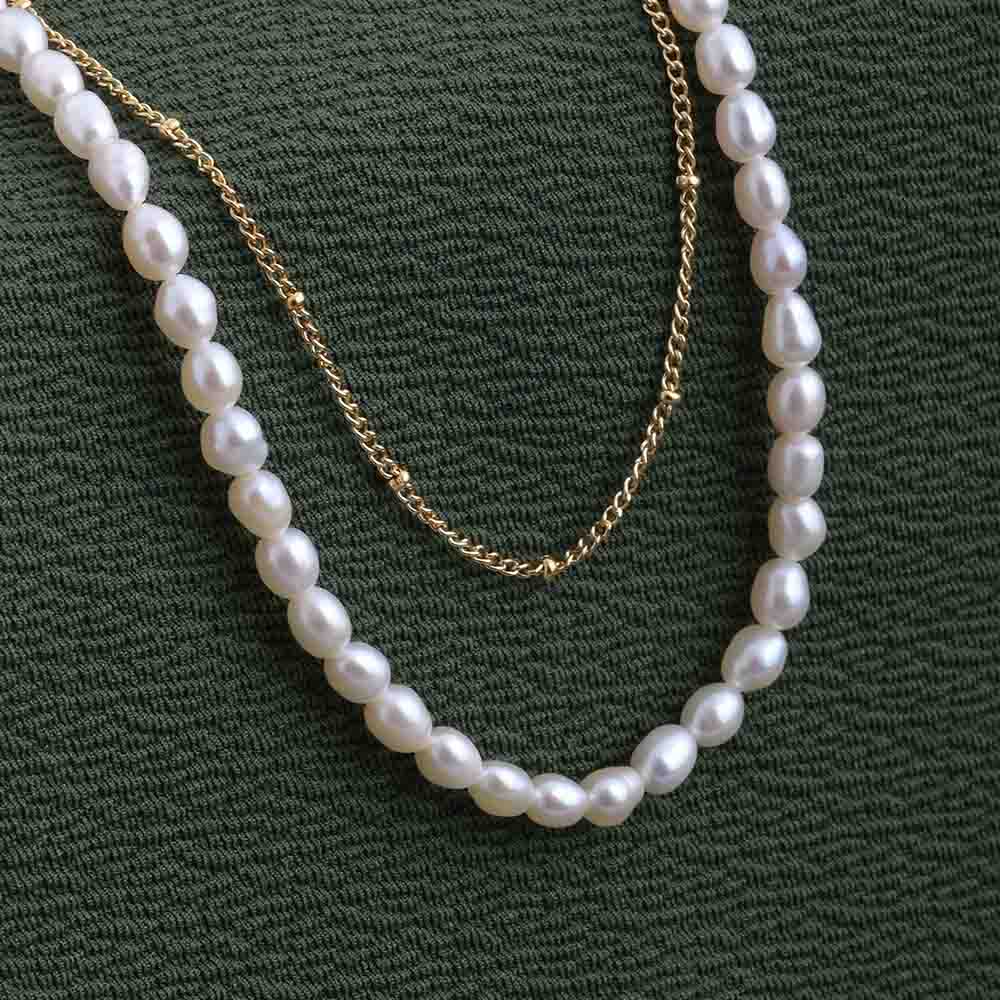 Pearl Chain Two Layer Necklace